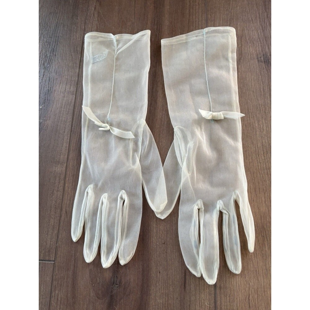 Vintage WWII DuPont Nylon sheer gloves bow 40s 50 Japan Retro Cottagecore Granny